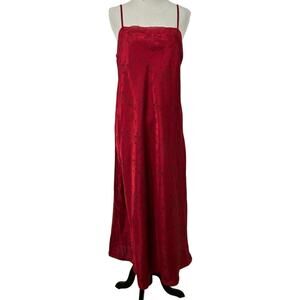 Vintage Jaclyn Smith Red Satin Slip Dress Bias Cut Size M